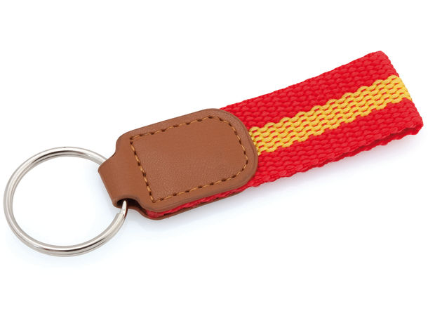 Llavero de polipiel con cinta de espana personalizado Llavero de polipiel con cinta de espana personalizado