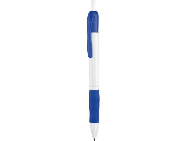 Boligrafo cuerpo blanco detalles color personalizado azul