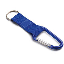Mosqueton con llavero y cinta de poliester personalizado azul Mosqueton con llavero y cinta de poliester personalizado azul