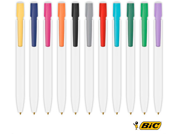 Bolígrafo media clic blanco personalizado a todo color BIC