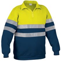 Sudadera reflectante con media cremallera road 300 personalizada amarillo fluor marino Sudadera reflectante con media cremallera road 300 personalizada amarillo fluor marino