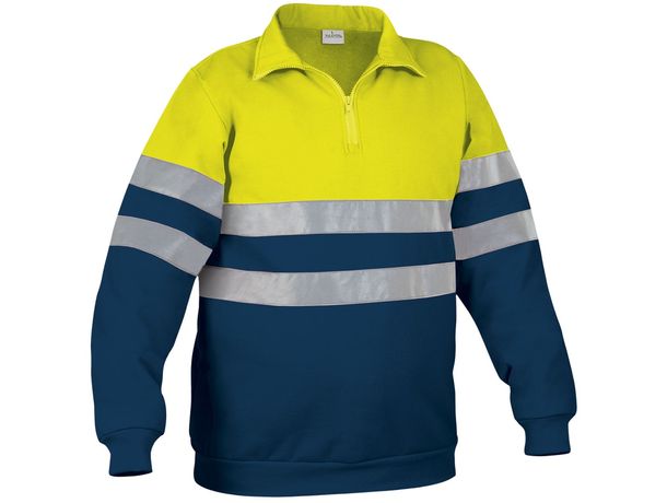 Sudadera reflectante con media cremallera road 300 personalizada amarillo fluor marino Sudadera reflectante con media cremallera road 300 personalizada amarillo fluor marino