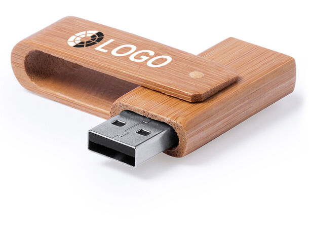 Memoria USB Rotatoria de Bambú con clip metálico Personalizada, Desde  4,00€