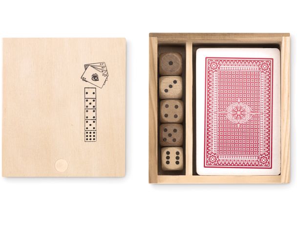 Set de cartas y dados en caja personalizado Set de cartas y dados en caja personalizado