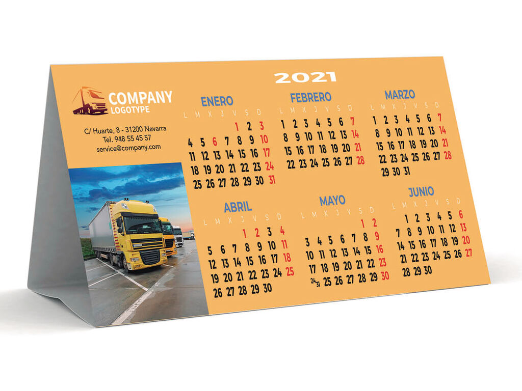 Calendario de mesa 2025 personalizado de cartón plastificado