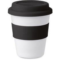 Taza de pp brillante con agarre y tapa silicona barata negro Taza de pp brillante con agarre y tapa silicona barata negro