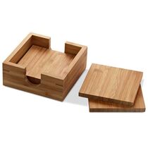 Set de 4 posavasos en bambu personalizado natural Set de 4 posavasos en bambu personalizado natural