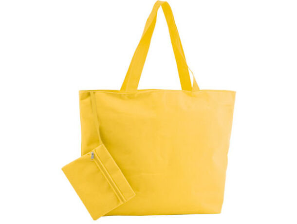 Bolsa de playa con neceser personalizada amarillo Bolsa de playa con neceser personalizada amarillo