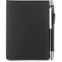 Libreta a7 con funda de pu y boligrafo personalizada negro Libreta a7 con funda de pu y boligrafo personalizada negro