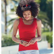 Camiseta sin mangas de mujer valueweight fruit of the loom 165 con logo rojo Camiseta sin mangas de mujer valueweight fruit of the loom 165 con logo rojo