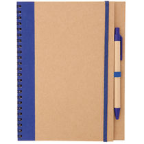 Libreta papel reciclado boli y banda elastica personalizada azul Libreta papel reciclado boli y banda elastica personalizada azul